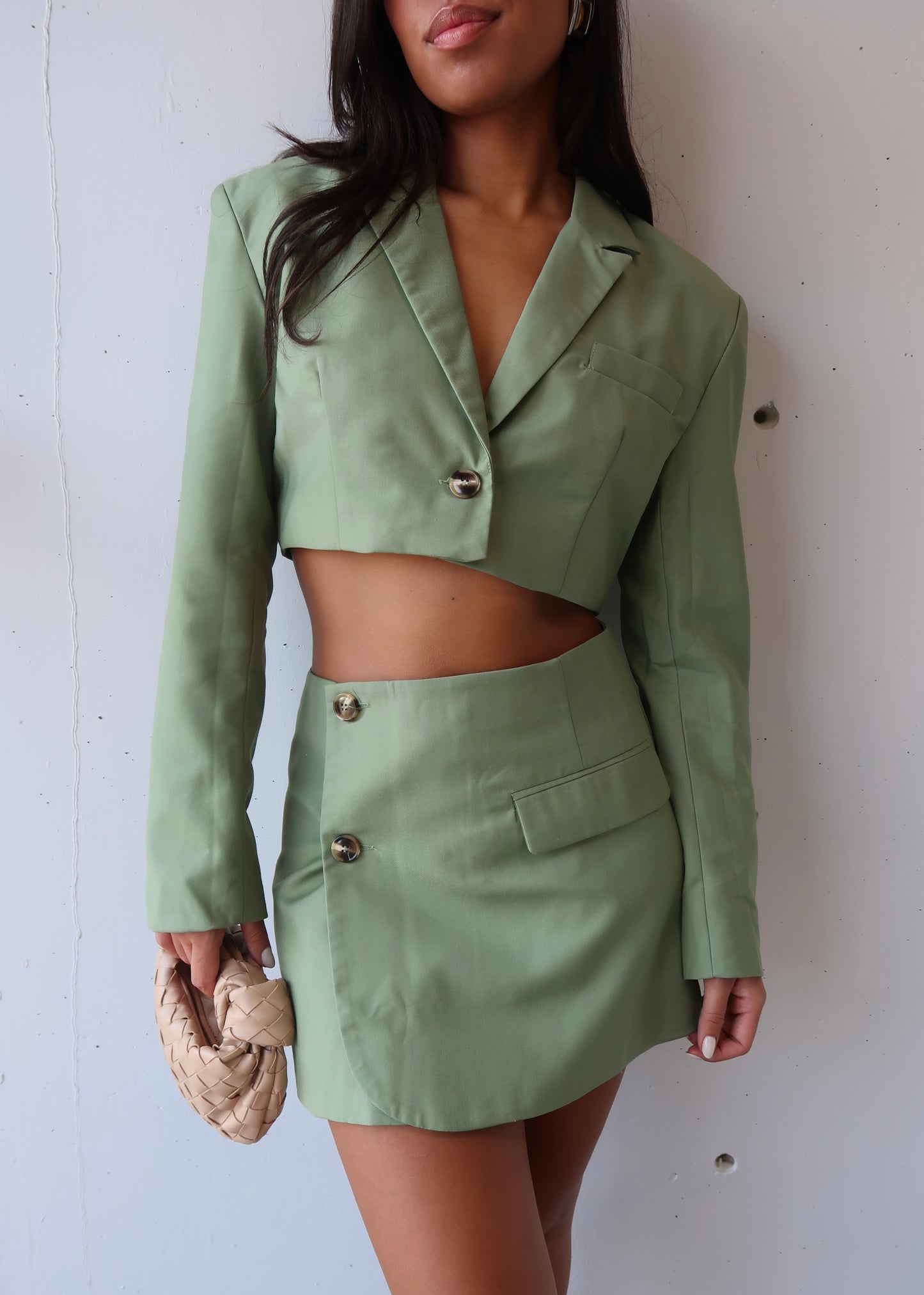 olive blazer set