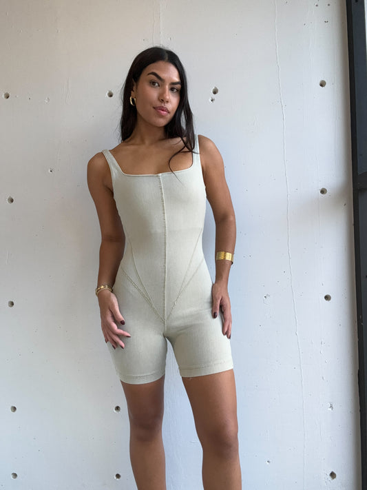 beige jumpsuit