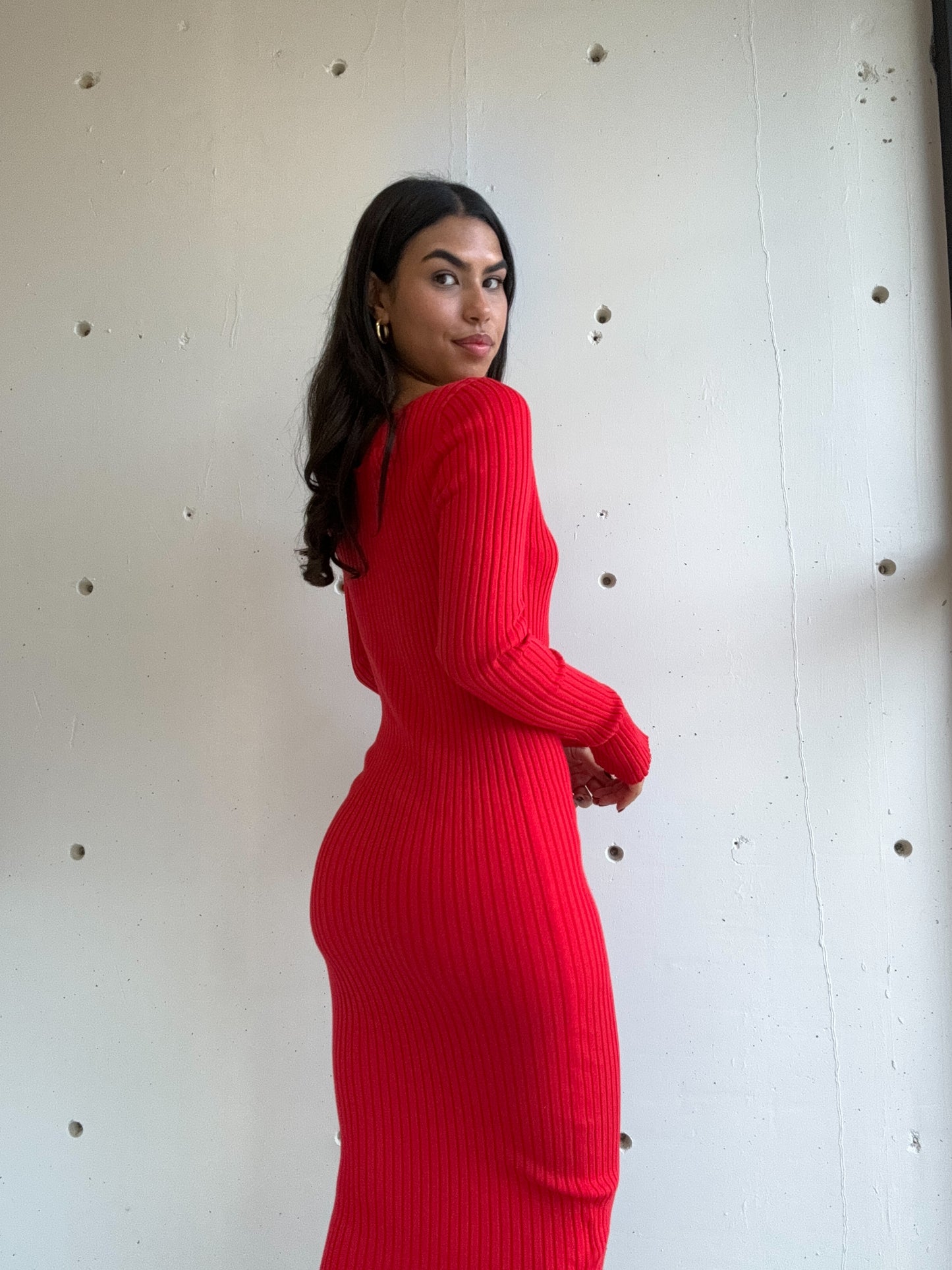 red sweater dress